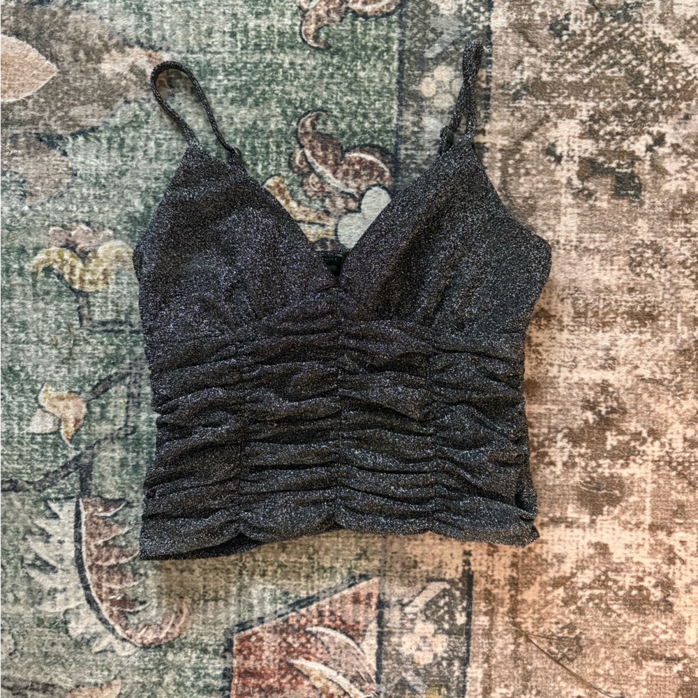 Wild Fable Black Ruched Tank Top